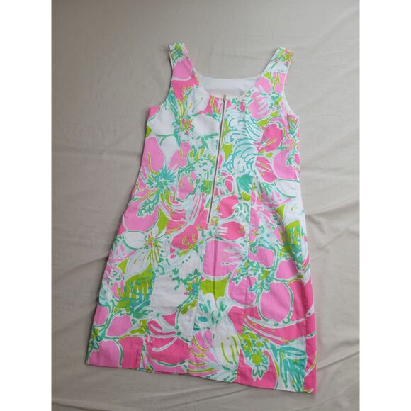 Lilly Pulitzer Floral Sleeveless Zip Straight Shift Dress 100% Cotton - Size 0 - Picture 5 of 9